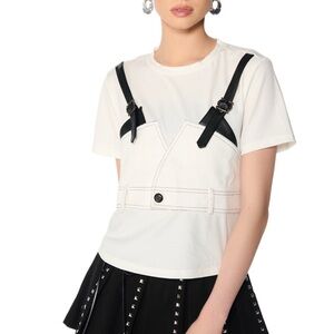 Stylish White Top with Black Accents